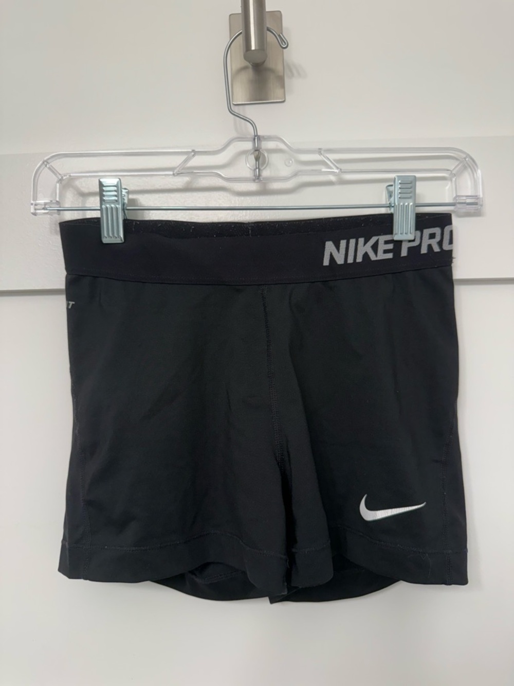 Nike Pro Black Women's Athletic Shorts with White Swoosh